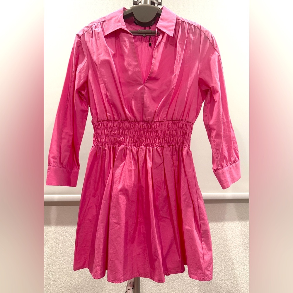 Long sleeve mini pink dress from Zara! Perfect for cocktail parties!